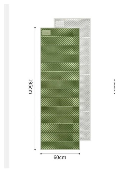 Килимок туристичний складаний одномісний IXPE Naturehike CNK2450WS044 з алюмінієвою плівкою, 195x60x1.8 см, оливковий