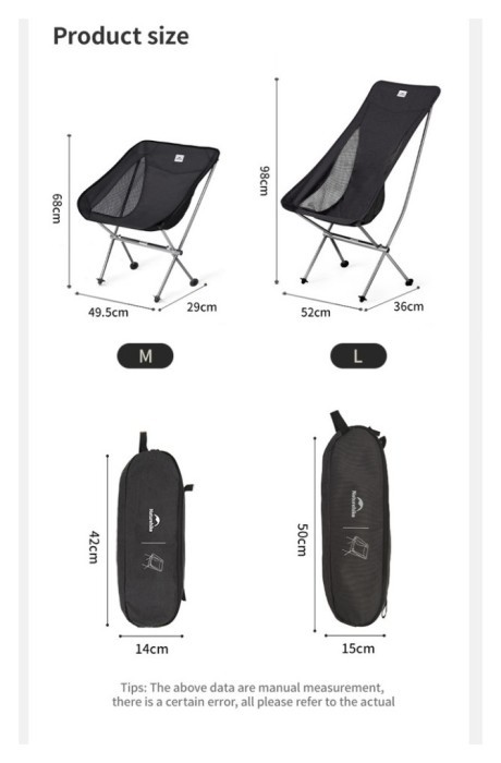 Стілець складаний ультралегкий Naturehike Stellaluna L04 CNK2450JJ015, розмір М, алюміній, сірий