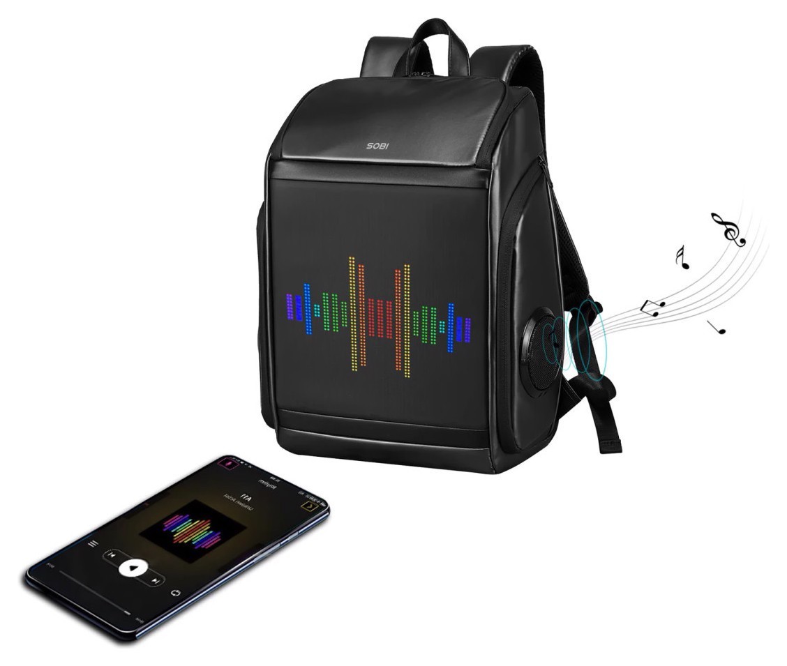 Рюкзак Sobi Pixel SB9710 Black із LED екраном