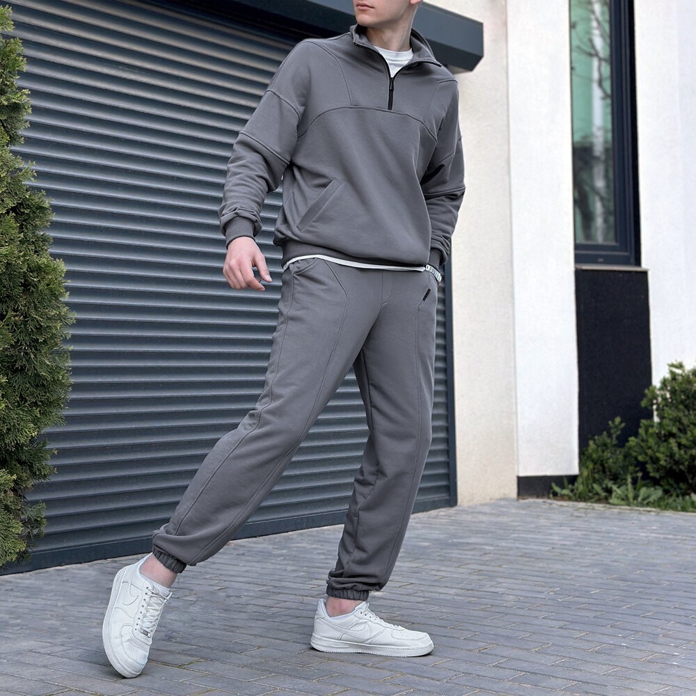 Спортивний костюм чоловічий графіт кофта зі штанами Pobedov Grand