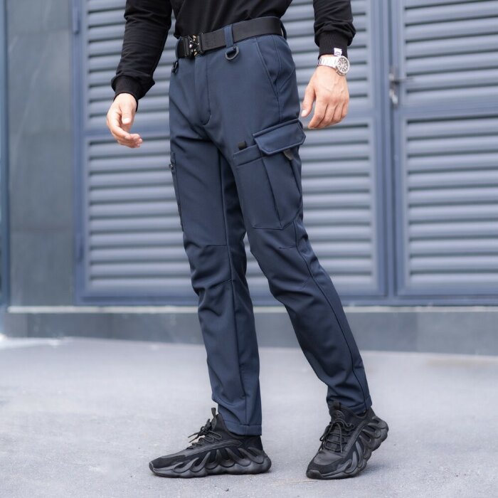 Штани карго чоловічі весняні з кишенями наві Pobedov Static