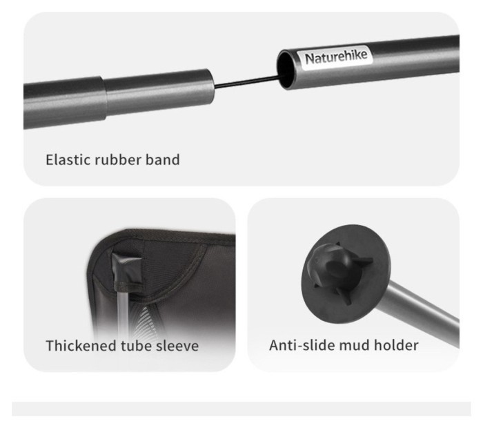 Стілець складаний ультралегкий Naturehike Stellaluna L04 CNK2450JJ015, розмір L, алюміній, сірий