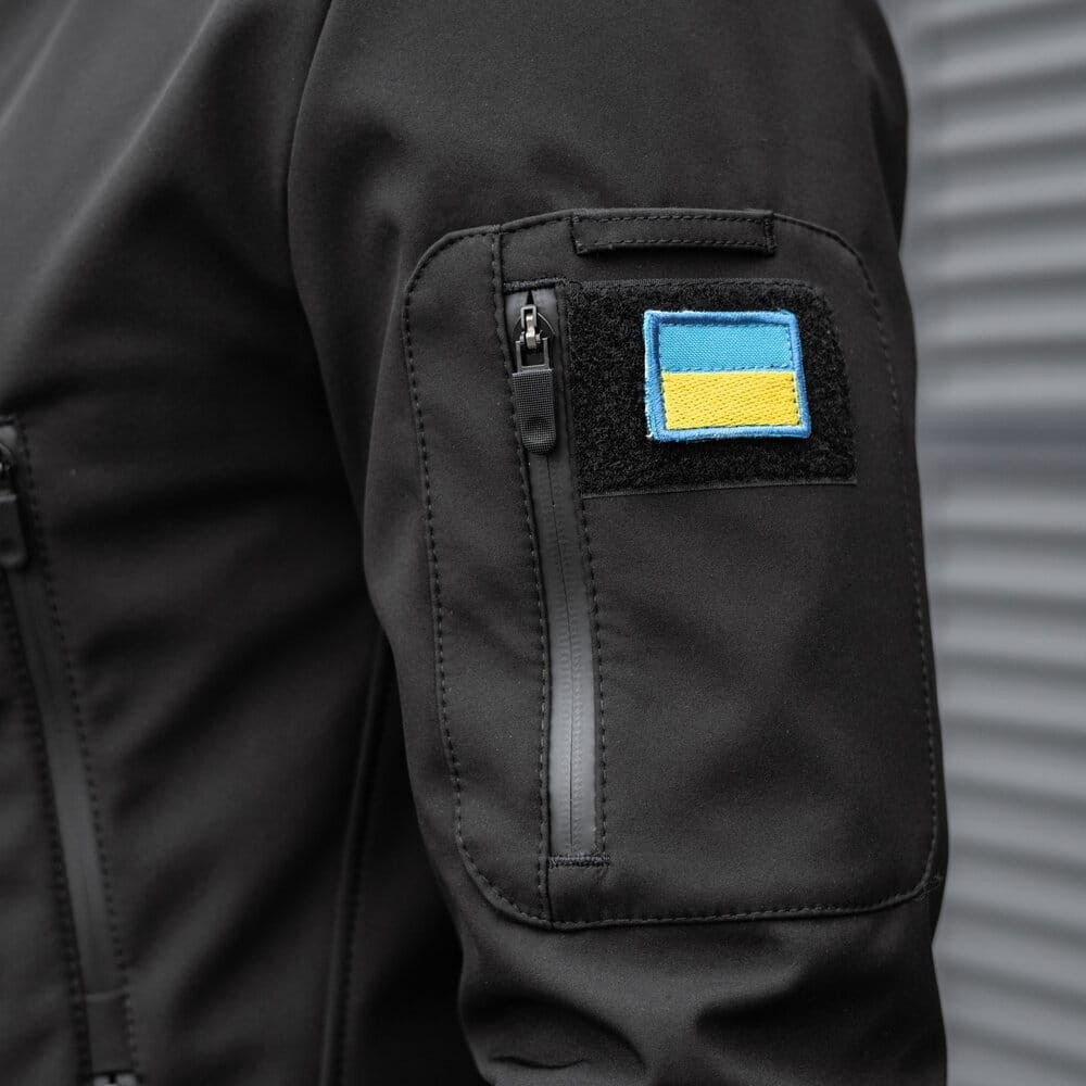 Куртка чоловіча демісезонна з капюшоном чорна Pobedov Motive