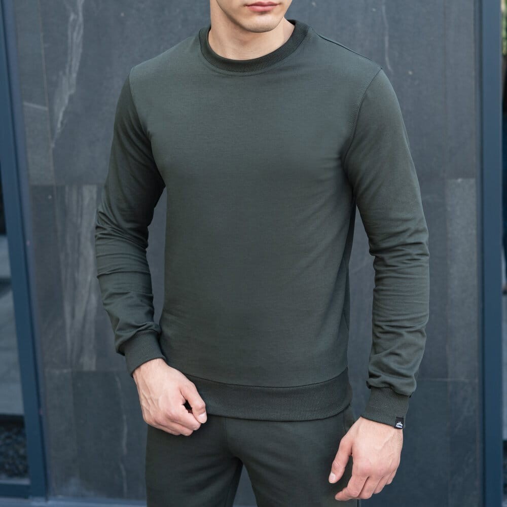 Світшот чоловічий однотонний темно-зелений Pobedov 001