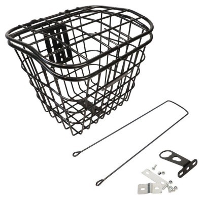 Кошик Сталь під болт і на рульову колонку 24-28" 340*270*260 мм зі стійкою 400L 25,4" CK-002B чорний з кришкою