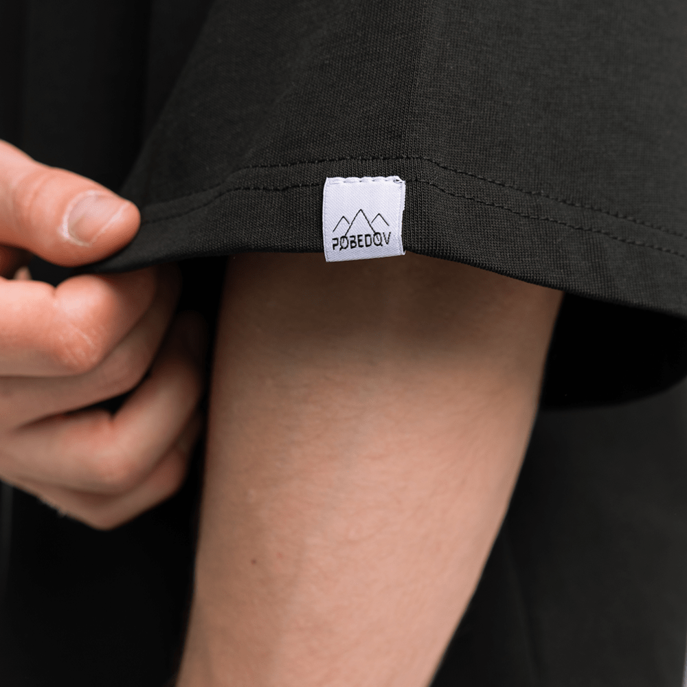 Базова чорна оверсайз футболка чоловіча весна літо однотон. Футболка оверсайз Pobedov Onyx