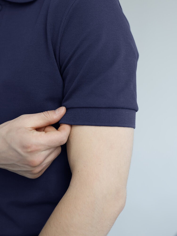 Темно-синє чоловіче класичне поло на ґудзиках Pobedov. Футболка поло Pobedov Royal синя