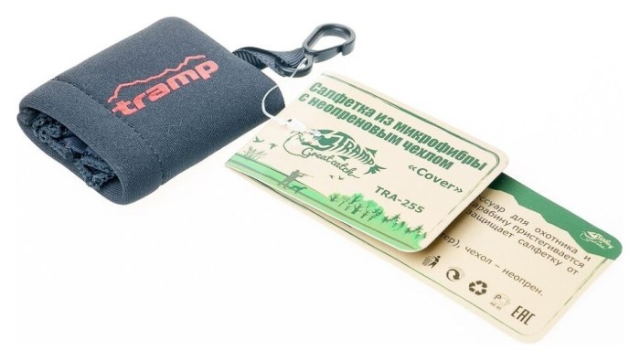 Серветка для оптики Tramp з мікрофібри у неопреновому чохлі TRA-255