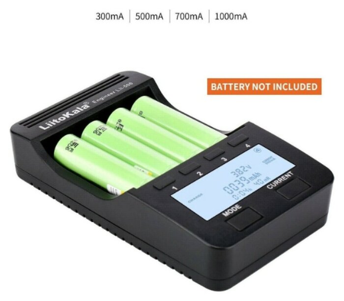 Універсальний інтелектуальний зарядний пристрій Liitokala Lii-500 EU на 4 канали + автомобільний кабель