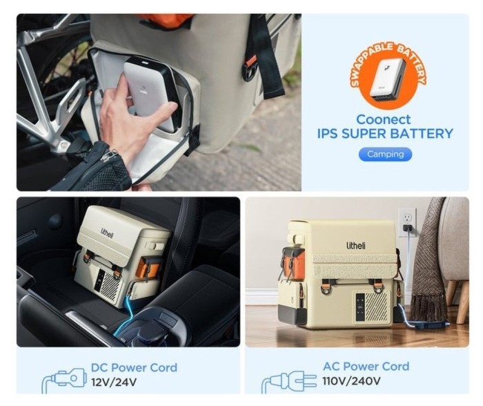 Акумуляторний холодильник-рюкзак Litheli 16л, живлення від павербанку (УМБ Litheli Power Bank 20000 mAh, 45 W в комплекті)