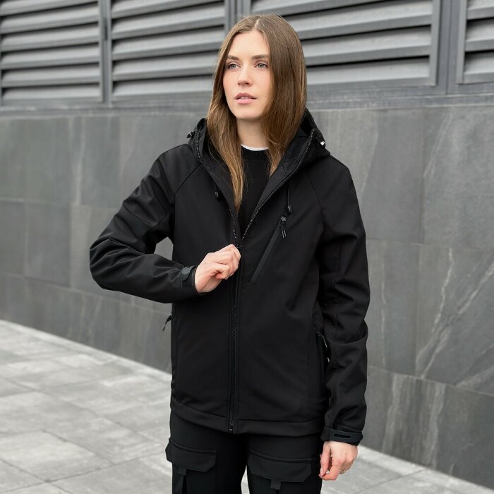 Тактична чорна демісезонна куртка для жінок Pobedov Matrix Жіноча