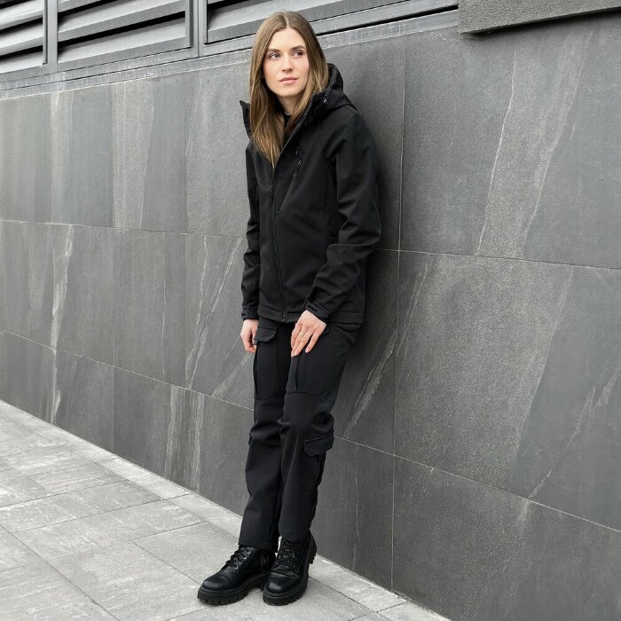 Тактична чорна демісезонна куртка для жінок Pobedov Matrix Жіноча