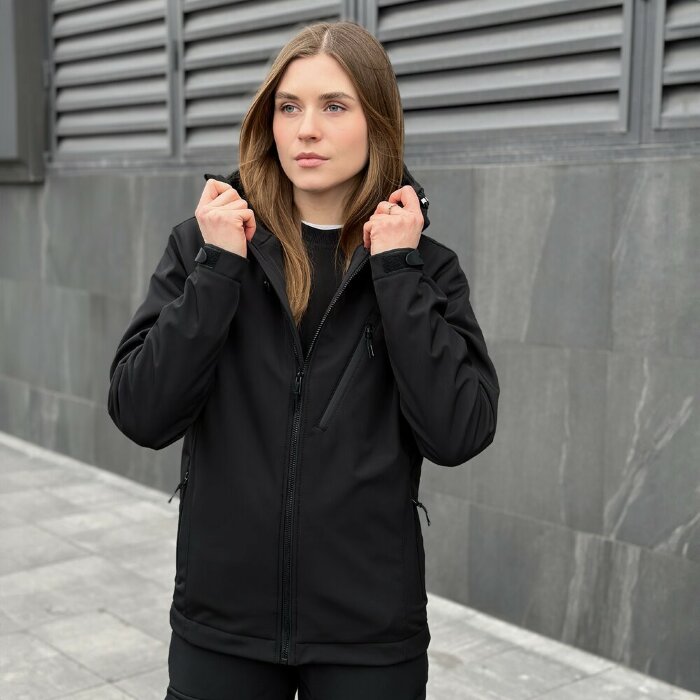 Тактична чорна демісезонна куртка для жінок Pobedov Matrix Жіноча