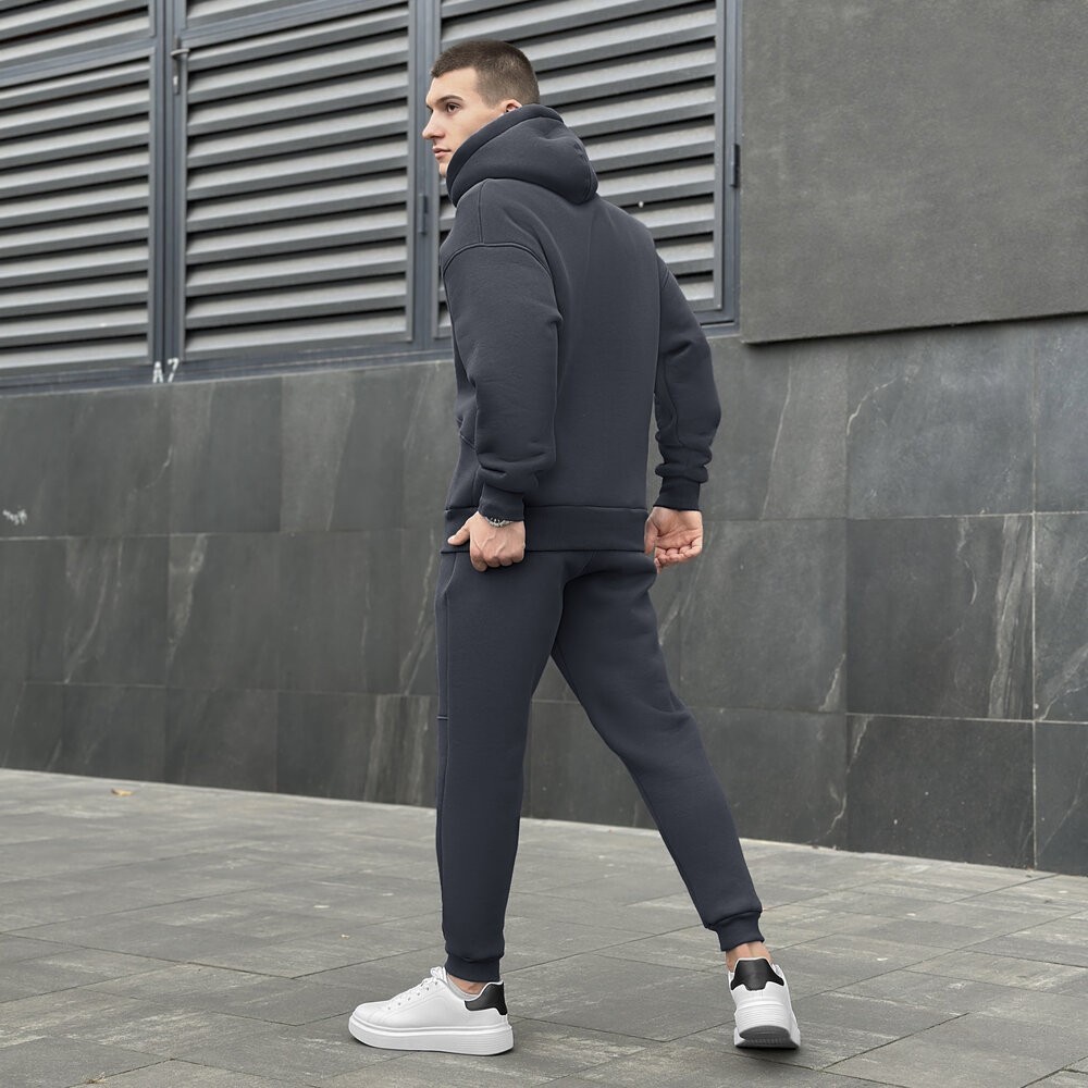 Темно-сірий спортивний чоловічий костюм осінь/зима Pobedov Space. Сірий спортивний костюм.
