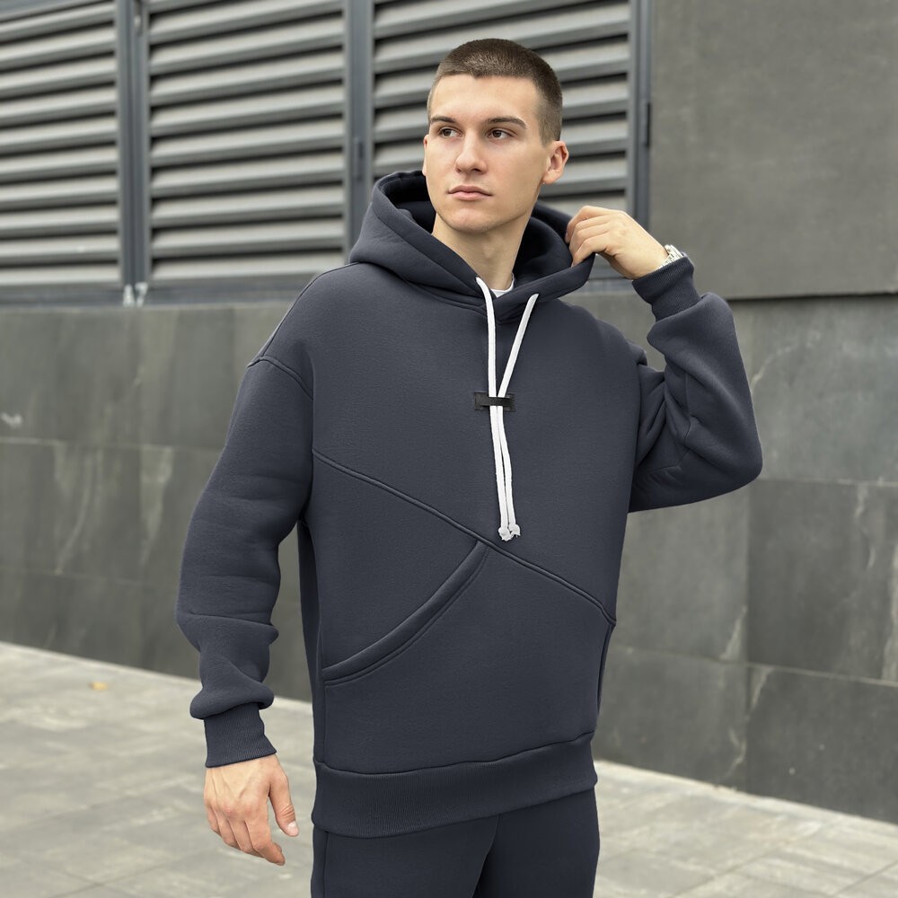 Темно-сірий спортивний чоловічий костюм осінь/зима Pobedov Space. Сірий спортивний костюм.