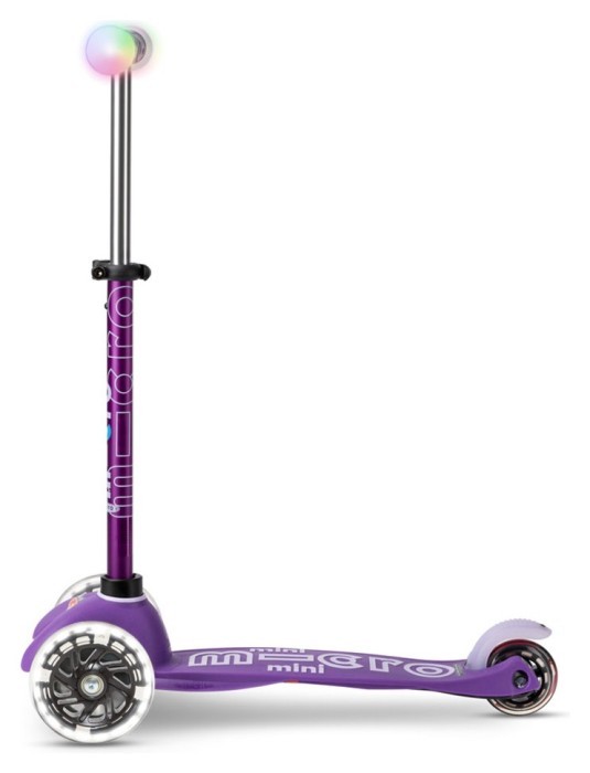 Самокат MICRO серії "Mini Deluxe Magic" – ФІОЛЕТОВИЙ (до 50 kg, триколісний, світло)