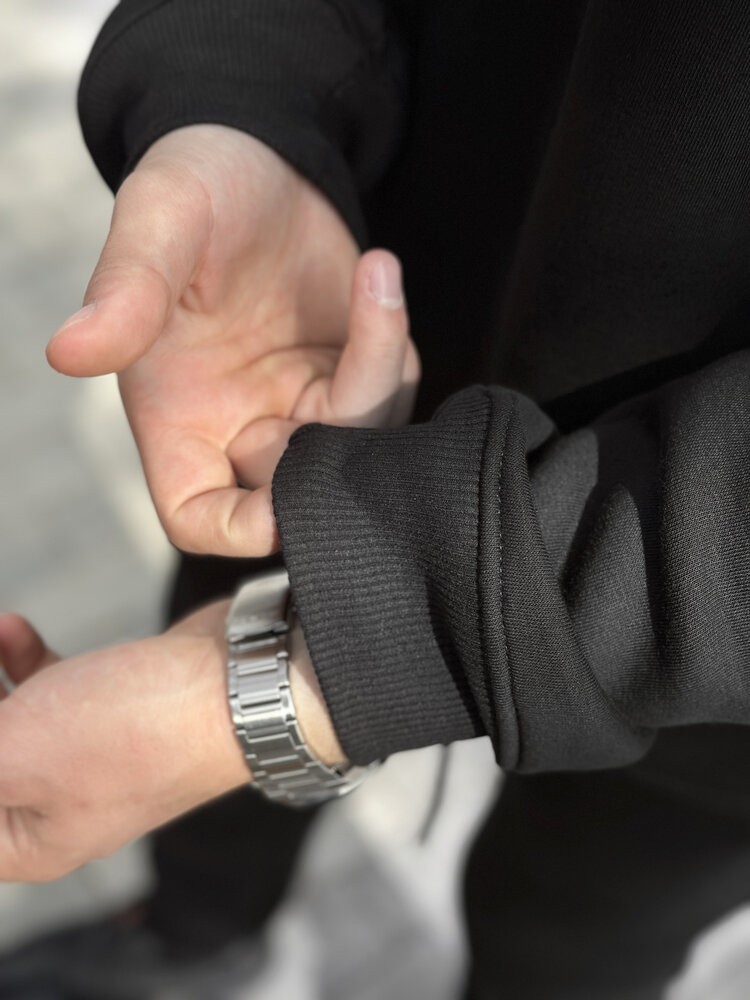 Чорне худі оверсайз чоловіче Pobedov Urbanist. Худі чорне чоловіче зима