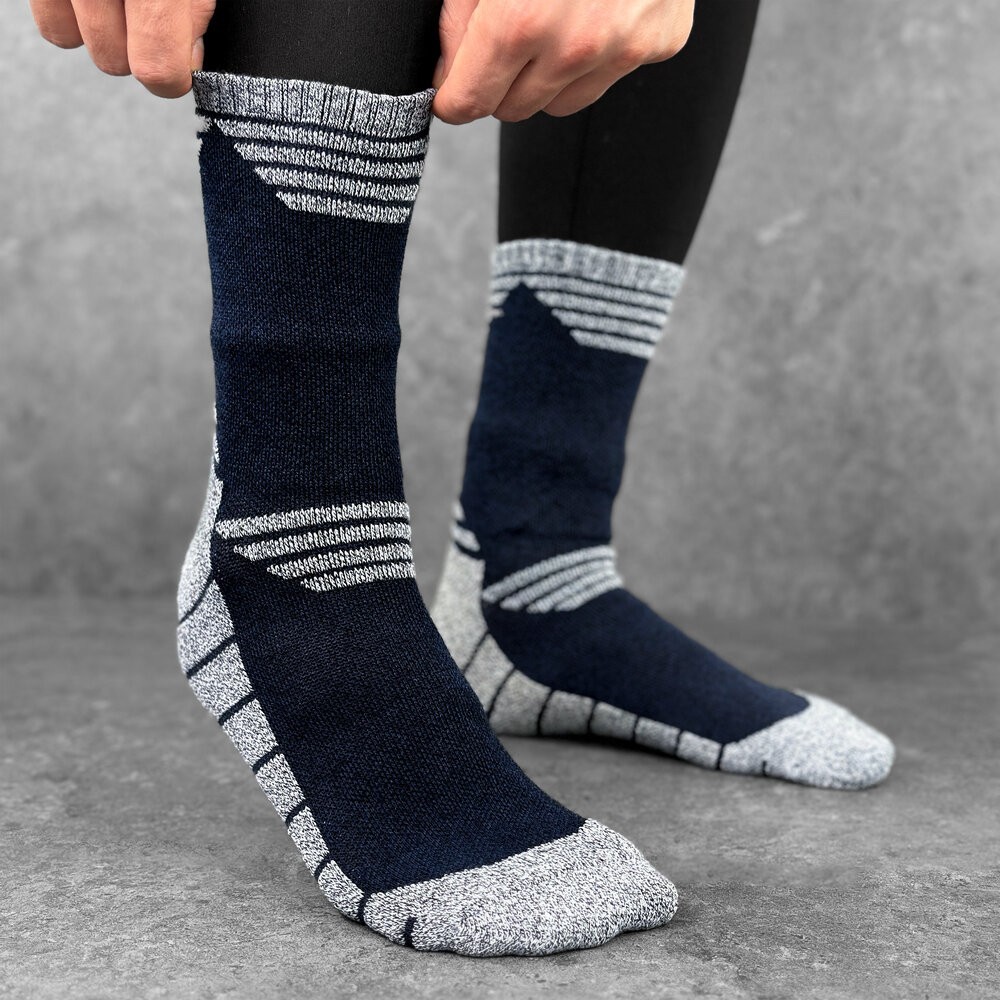Сині з сірими вставками чоловіча шкарпетки спортивні Pobedov Heat