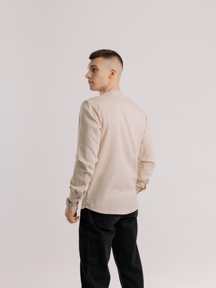 Чоловіча сорочка бежева з довгим рукавом Pobedov Horizon