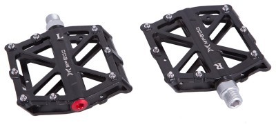 Педалі Алюмiнiй 96*101мм Mpeda AL-10 чорний пром. підшипник змінні шипи, шир.платформа AM (брендоване пакування)
