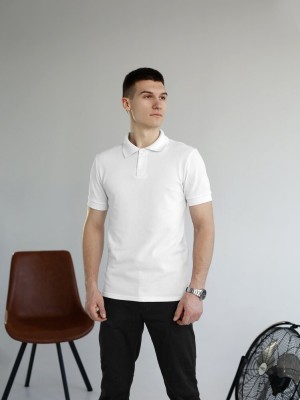 Біле базове чоловіче поло веса/літо Pobedov Royal