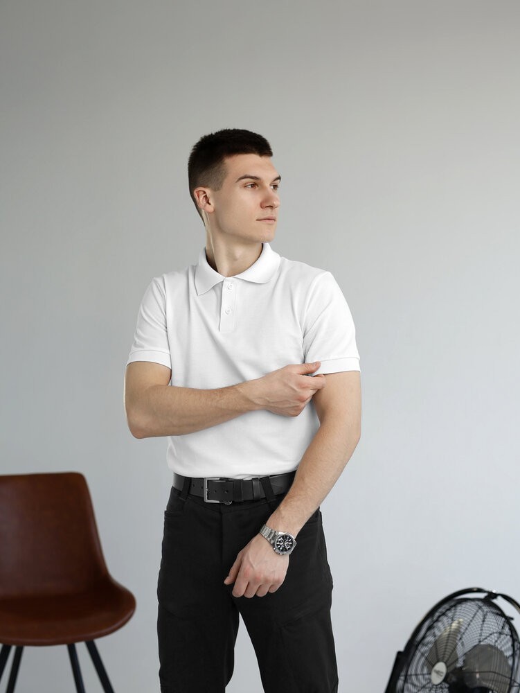 Біле базове чоловіче поло веса/літо Pobedov Royal