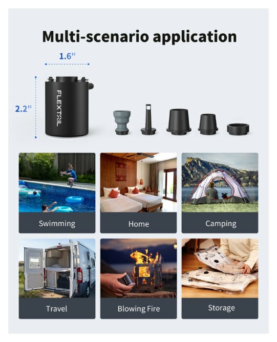 Насос кемпінговий Flextail Tiny Pump, чорний