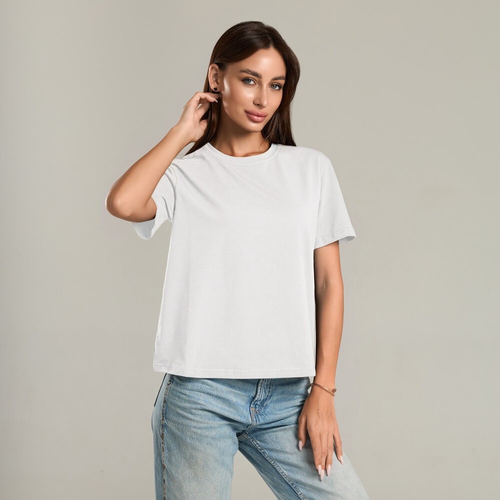 Біла базова жіноча футболка Pobedov Freedom. Бавовняна жіноча футболка біла