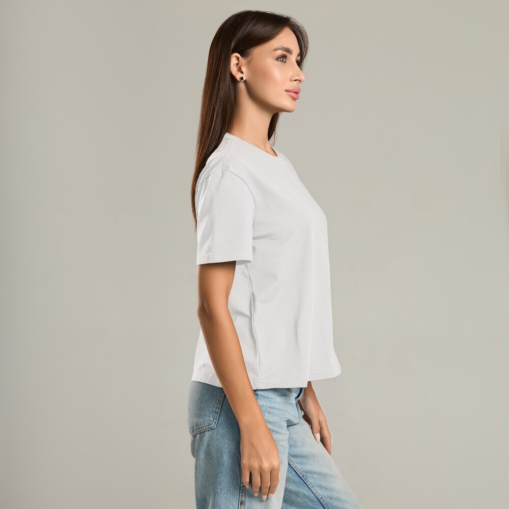 Біла базова жіноча футболка Pobedov Freedom. Бавовняна жіноча футболка біла