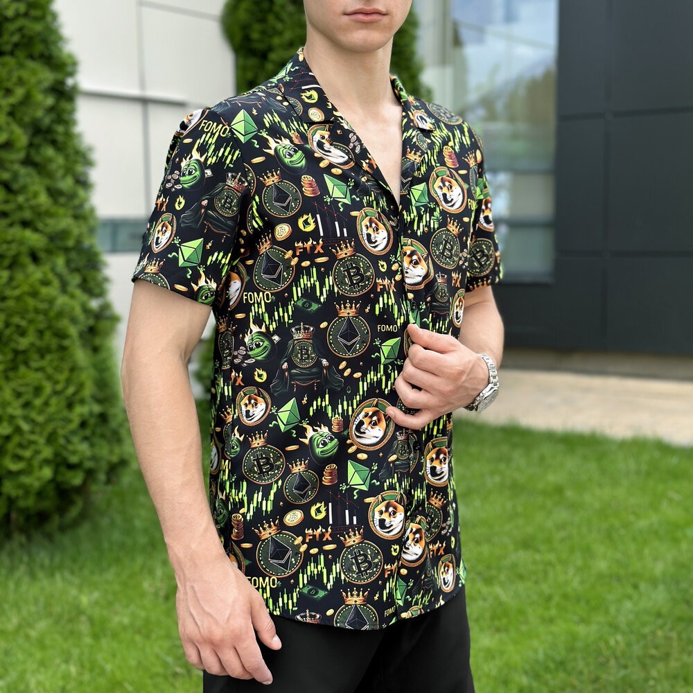 Літня чоловіча сорочка із принтом для відпочинку Pobedov Dejavu Kripta