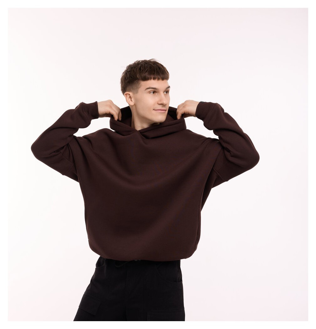 Шоколадне худі оверсайз чоловіче Pobedov Urbanist. Худі шоколадне чоловіче зима