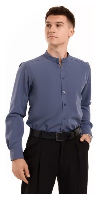 Антрацит темно-сіра сорочка для чоловіків з довгим рукавом з ґудзиками Pobedov Legend
