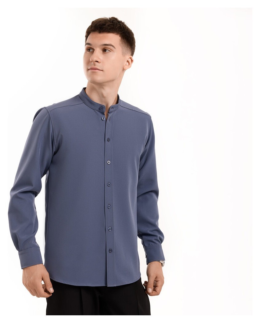 Антрацит темно-сіра сорочка для чоловіків з довгим рукавом з ґудзиками Pobedov Legend