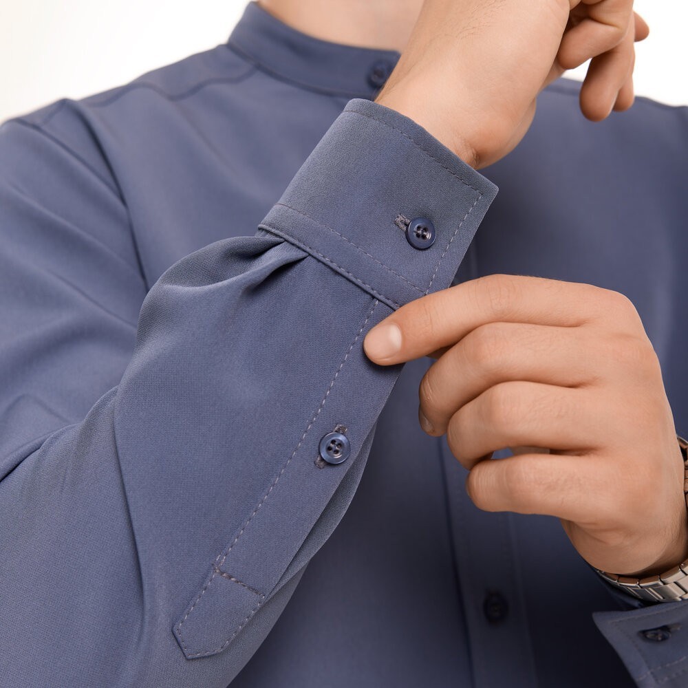 Антрацит темно-сіра сорочка для чоловіків з довгим рукавом з ґудзиками Pobedov Legend