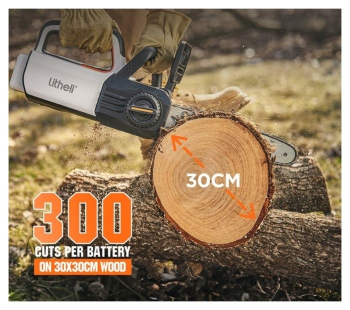 Акумуляторна ланцюгова пила Litheli, живлення від павербанку (2 шт УМБ Litheli Power Bank 10000 mAh, 45 W, 2А в комплекті)