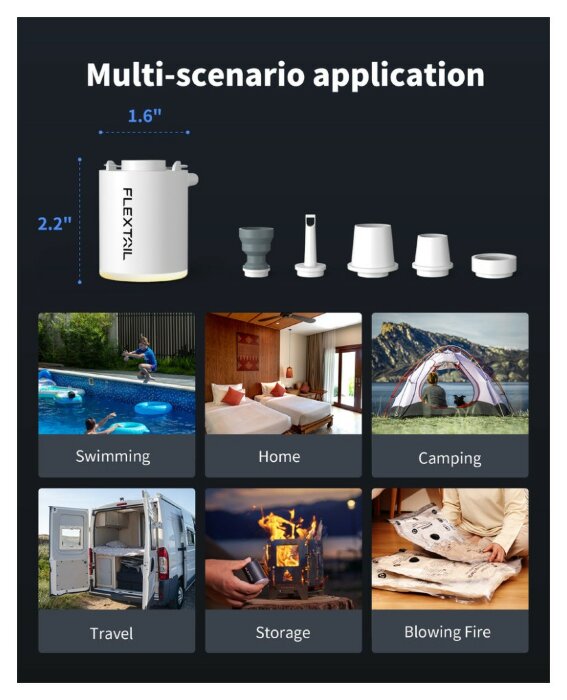 Насос-ліхтар кемпінговий Flextail Tiny Pump Х, чорний