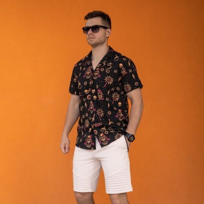 Чоловіча сорочка з коротким рукавом чорна Pobedov Totem