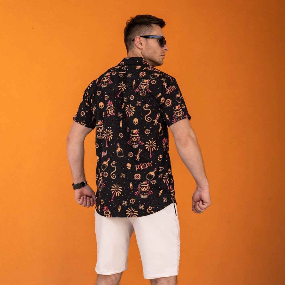 Чоловіча сорочка з коротким рукавом чорна Pobedov Totem