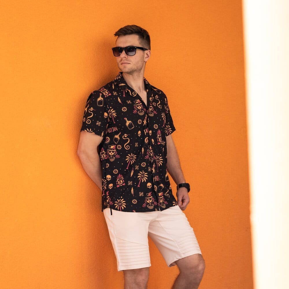 Чоловіча сорочка з коротким рукавом чорна Pobedov Totem