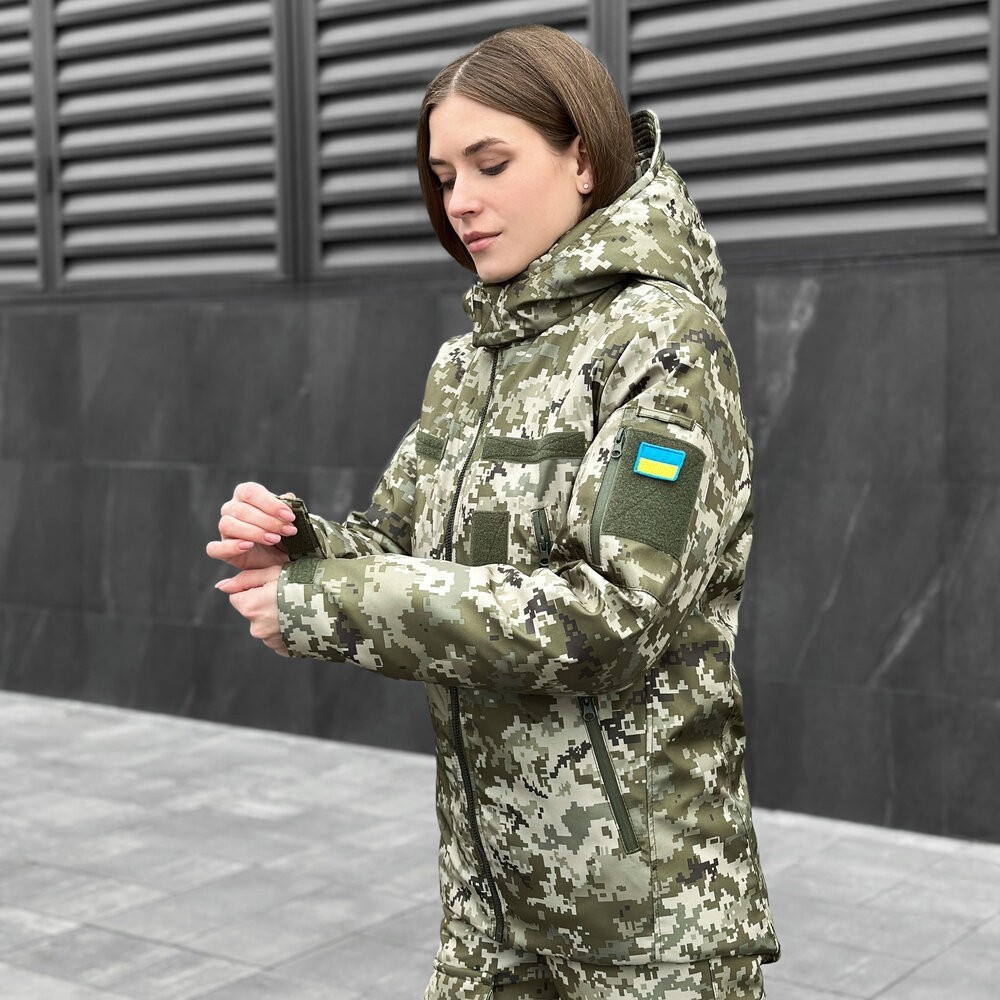 Жіноча зимова піксель куртка з капюшоном Pobedov Winter Jacket Motive ЗИМА В2 Жіноча