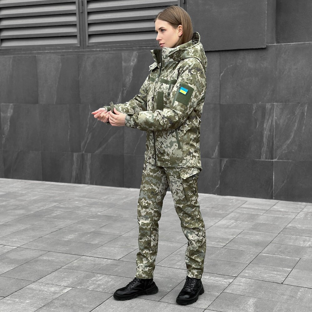 Жіноча зимова піксель куртка з капюшоном Pobedov Winter Jacket Motive ЗИМА В2 Жіноча