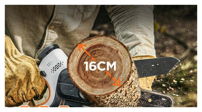 Акумуляторна міні-пила безщіткова, живлення від павербанку (УМБ Litheli Power Bank 10000 mAh, 45 W, 2А в комплекті)