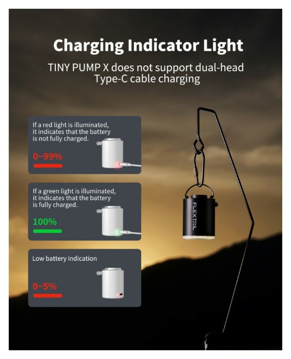 Насос-ліхтар кемпінговий Flextail Tiny Pump Х, помаранчевий