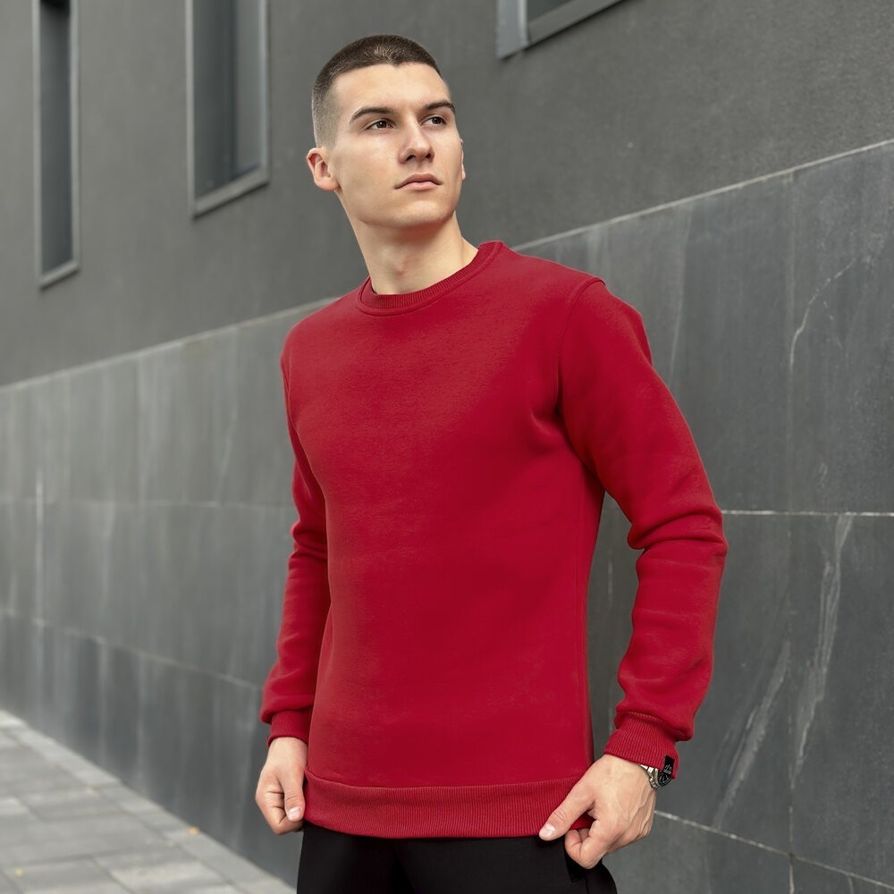 Світшот чоловічий однотонний червоний Pobedov 007 ЗИМА