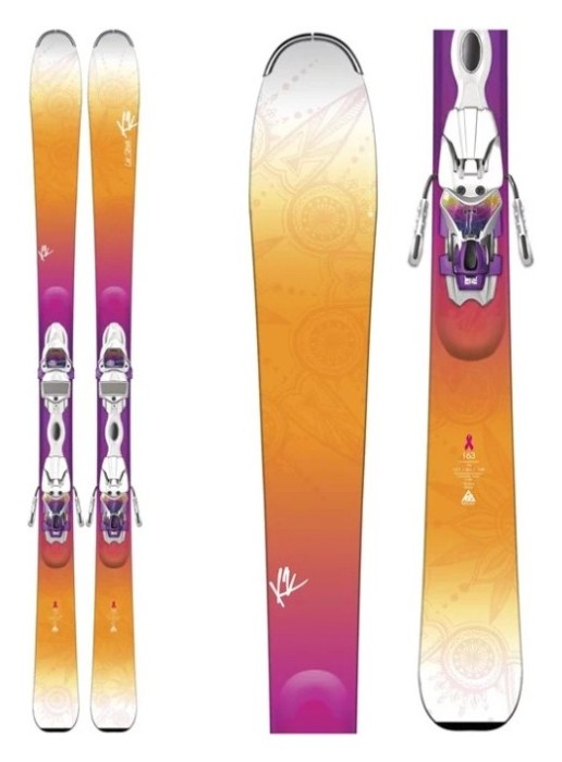 Лижі гірські комплект K2 LUV STRUCK 80+ER3 10 TC 149см Orange/Pink/White (1050403.141.1+1051108.141.1)