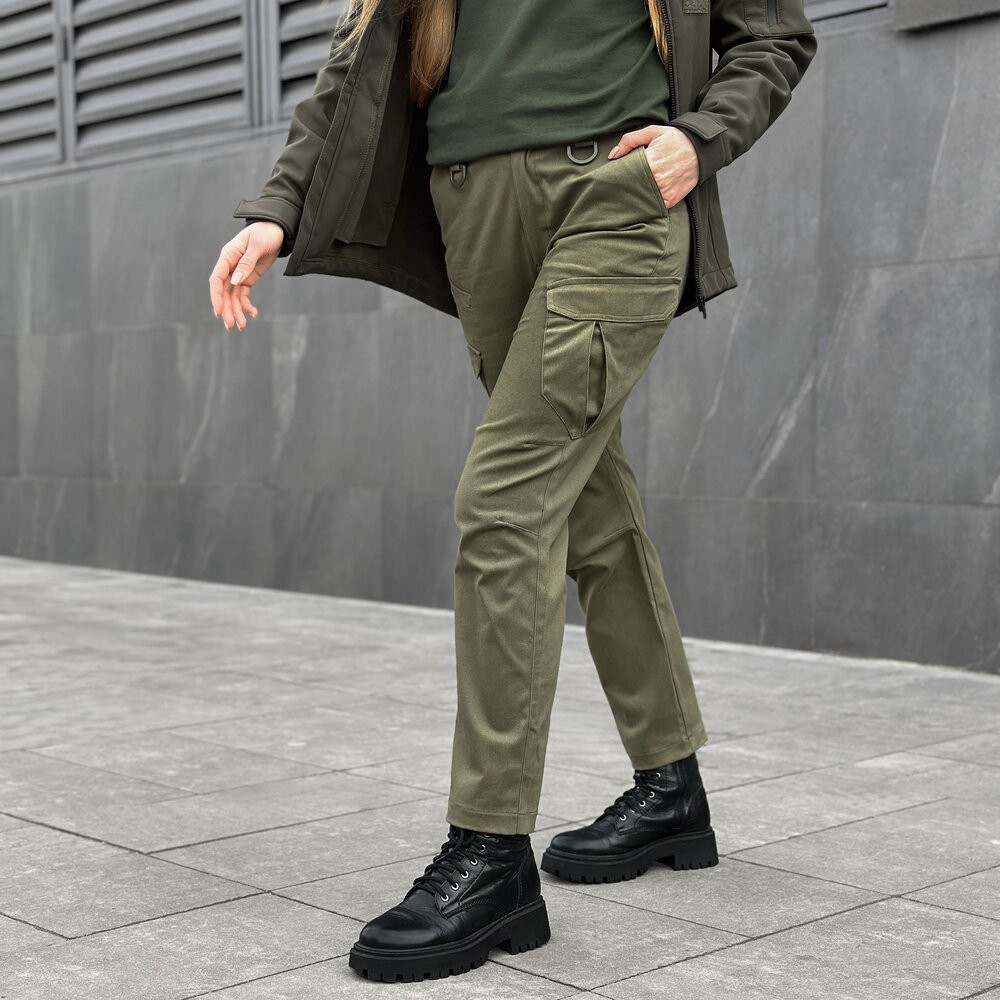 Демісезонні тактичні штани карго хакі для жінок Pobedov Tactical V2 Жіночі