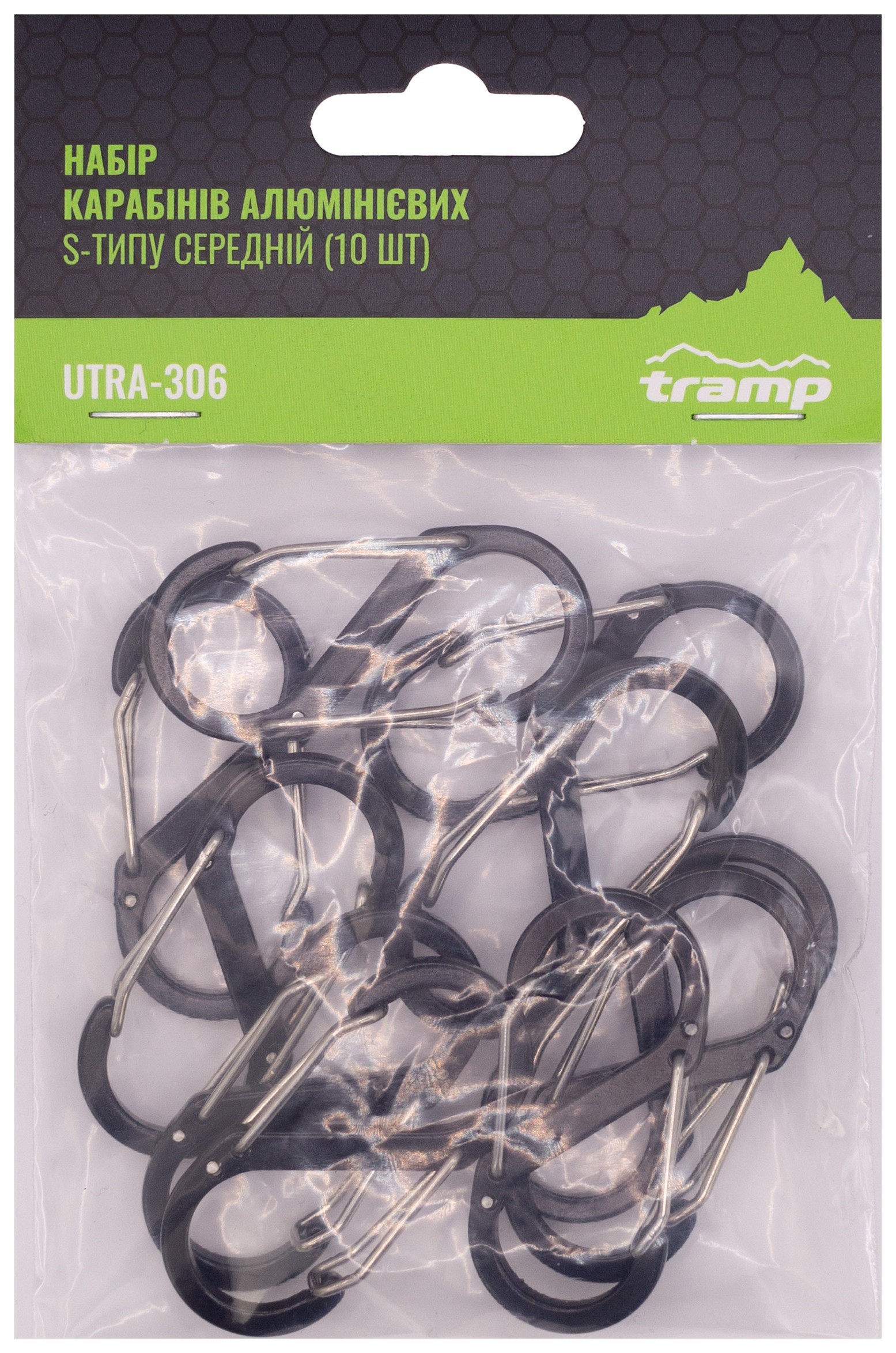 Набір карабінів алюмінієвих Трамп S-типу середній UTRA-306 (10 шт)