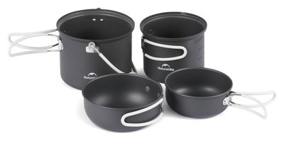 Набір посуду (2 каструлі, 2 кришки) Naturehike NH18T018-G, алюміній
