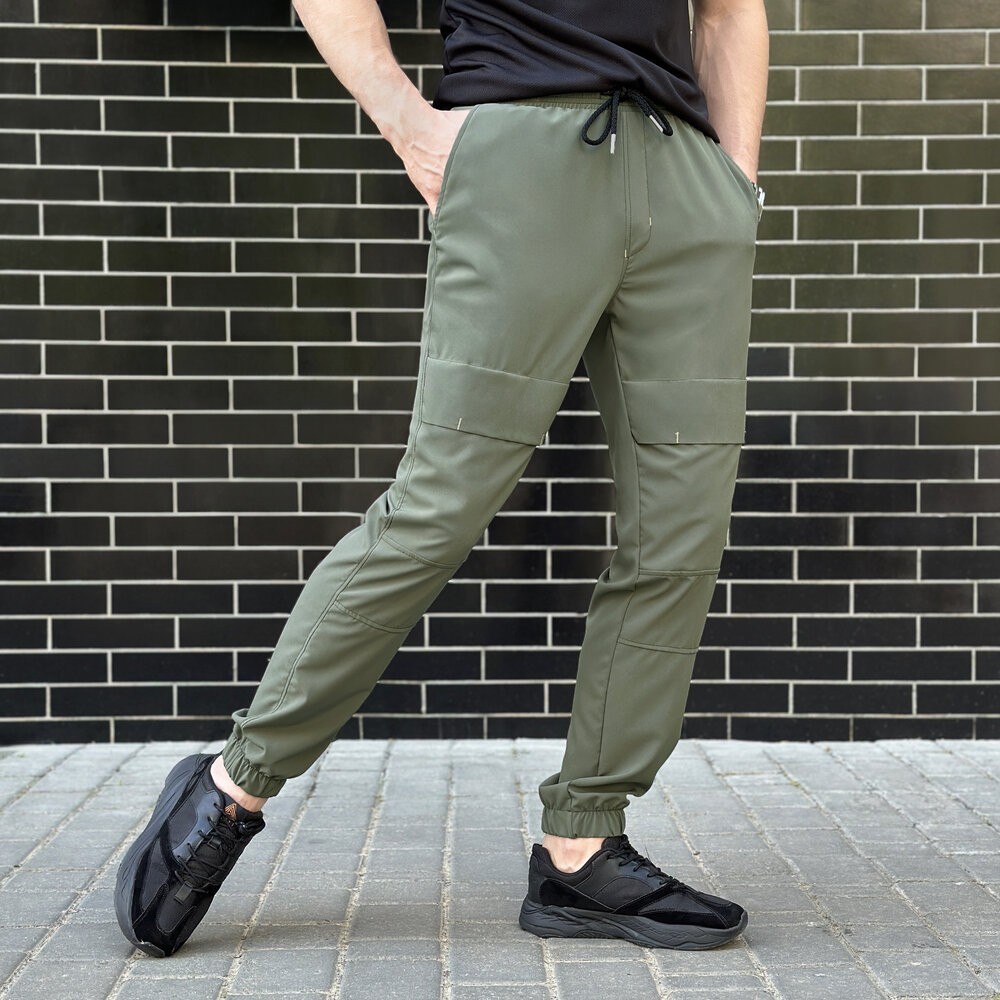 Чоловічі штани джогери з кишенями світлий хакі Pobedov Vershyna
