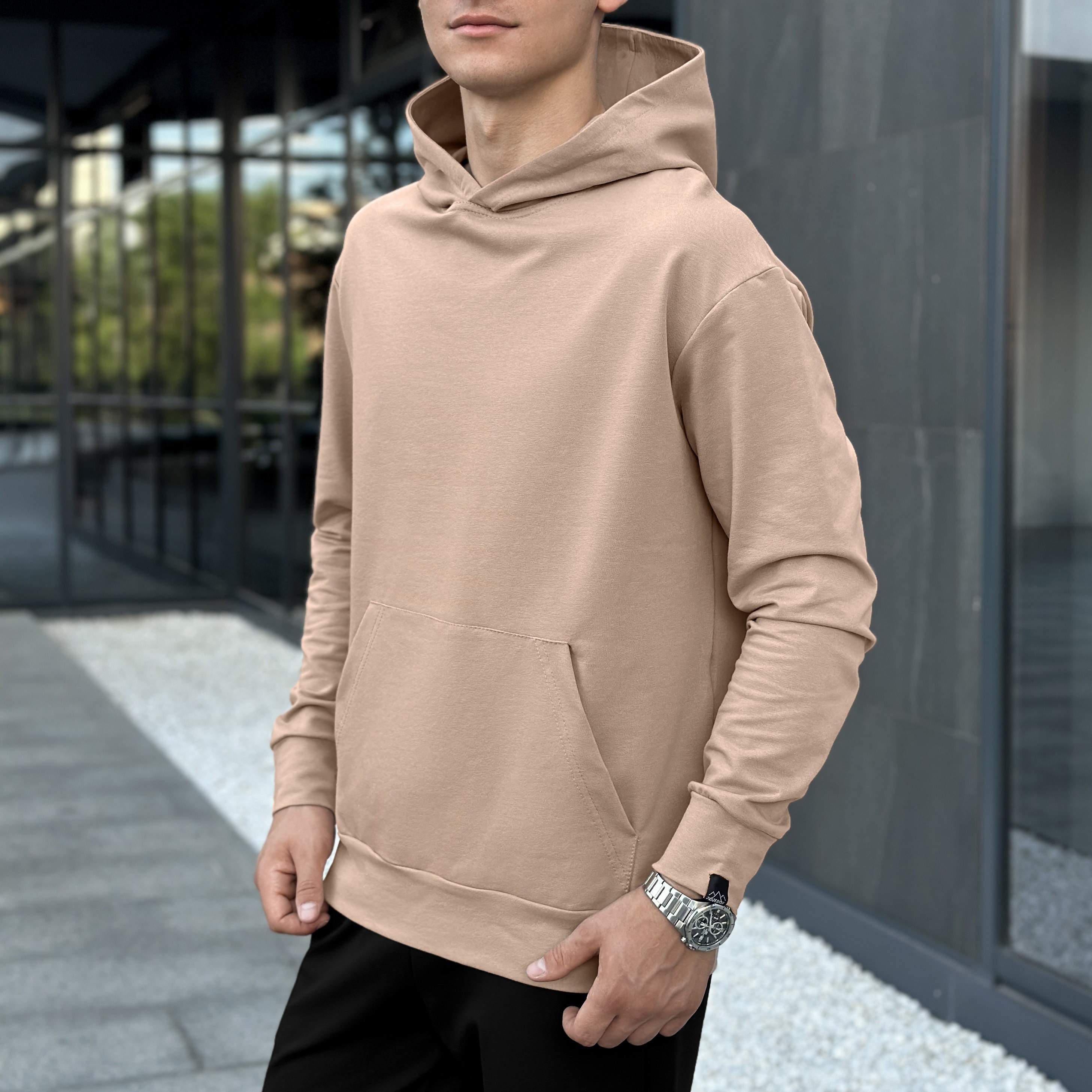 Чоловіче демісезонне худі з капюшоном бежеве Pobedov 001